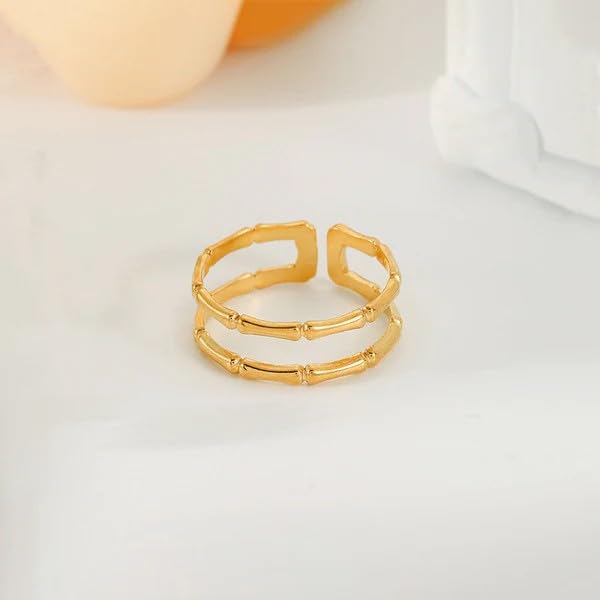 Sushee Parallel Adjustable Gold Ring for Women
