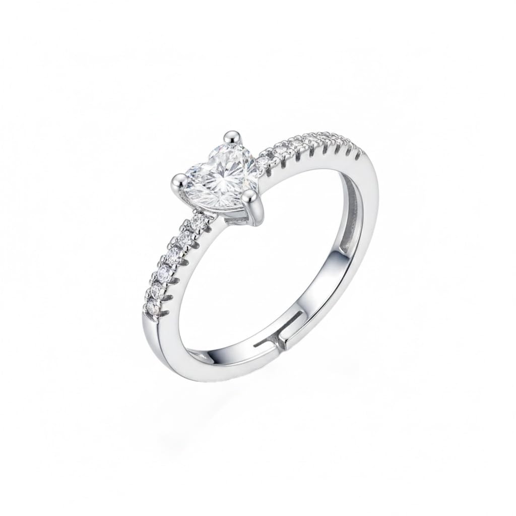 Sushee Women Heart Shaped CZ Adjustable Ring