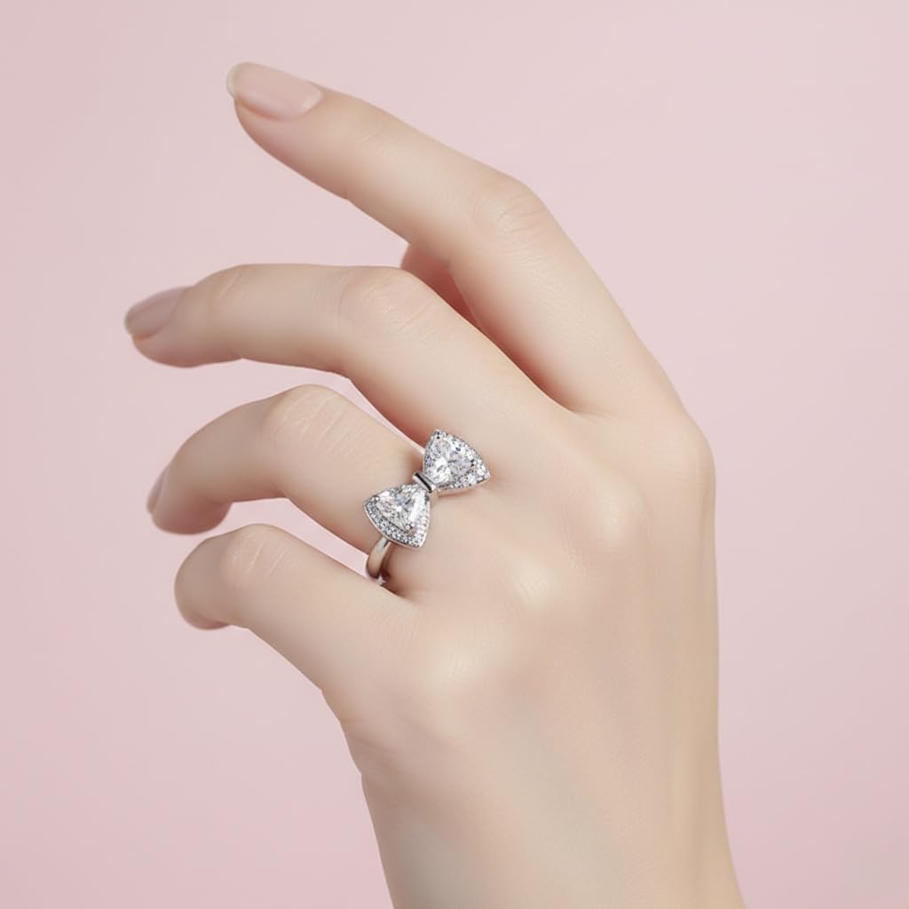Sushee Sparkling Bow Crystal Ring for Women