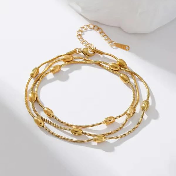 Sushee Gold Beaded Wraparound Chain Bracelet