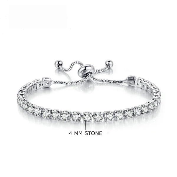 Sushee Tennis Bracelet for Women Anti Tarnish Stainless Steel Adjustable Crystal Bracelet Minimal Statement Jewellery