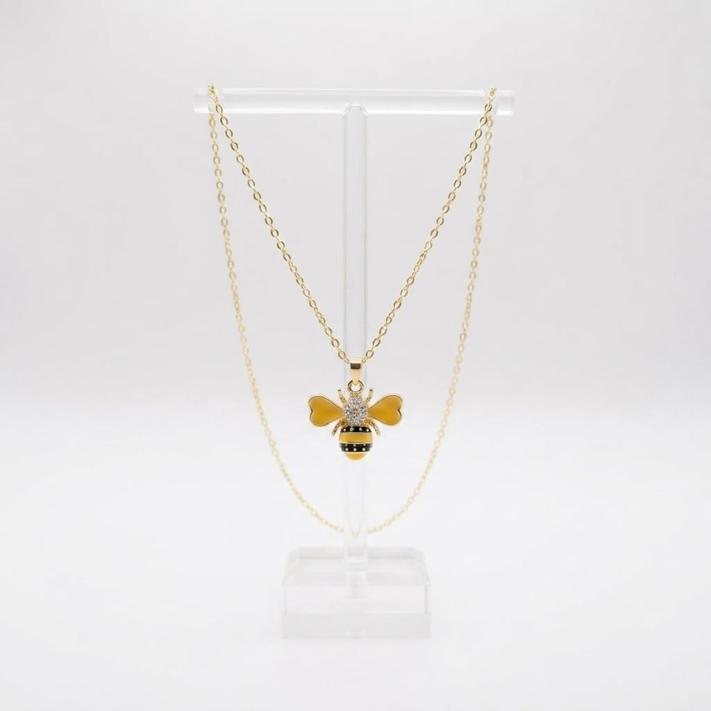 Sushee Yellow Ladybug Pendant Necklace for Women Girls Gold Tone Jewellery