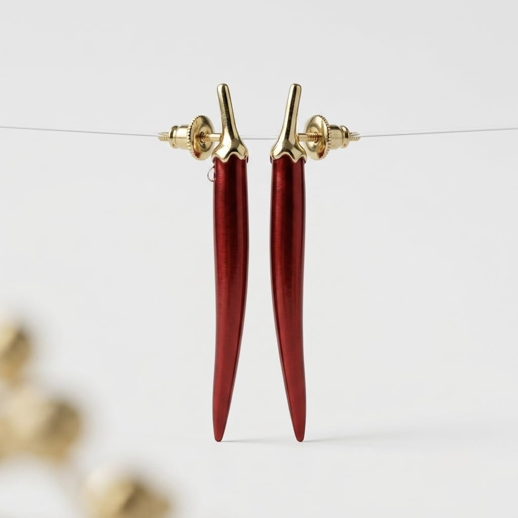 SUSHEE Red Chilli Drop Earrings for Women | Statement Dangle Earrings with Gold Tone Finish