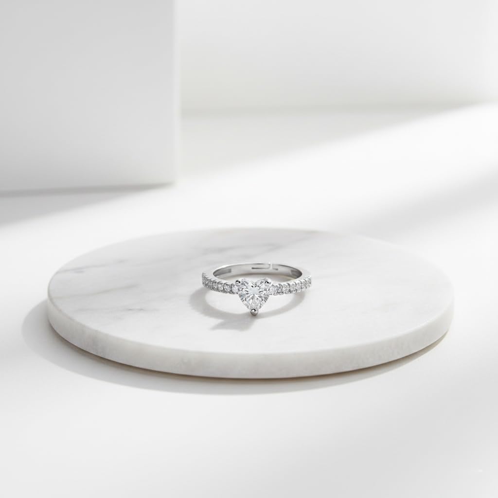 Sushee Women Heart Shaped CZ Adjustable Ring