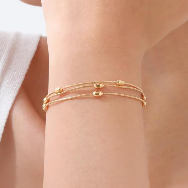 Sushee Gold Beaded Wraparound Chain Bracelet
