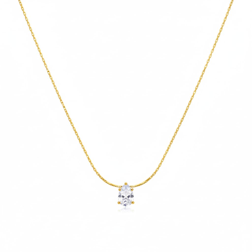Sushee Gold Plated Tear Drop Pendant Necklace for Women