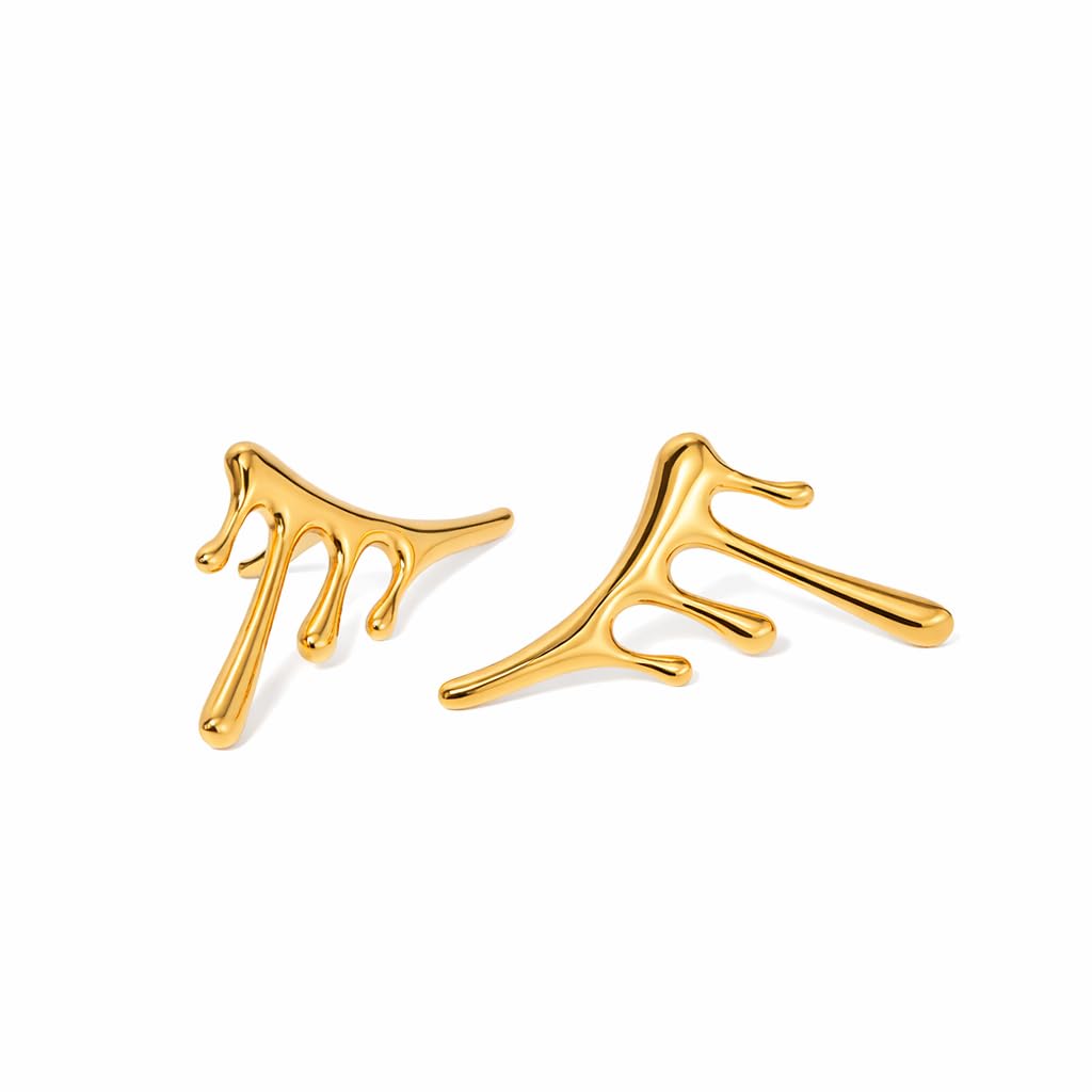 SUSHEE Gold Plated Anti Tarnish Stainless Steel Irregular Stud Earrings for Women