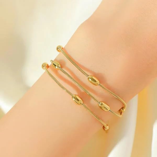 Sushee Gold Beaded Wraparound Chain Bracelet
