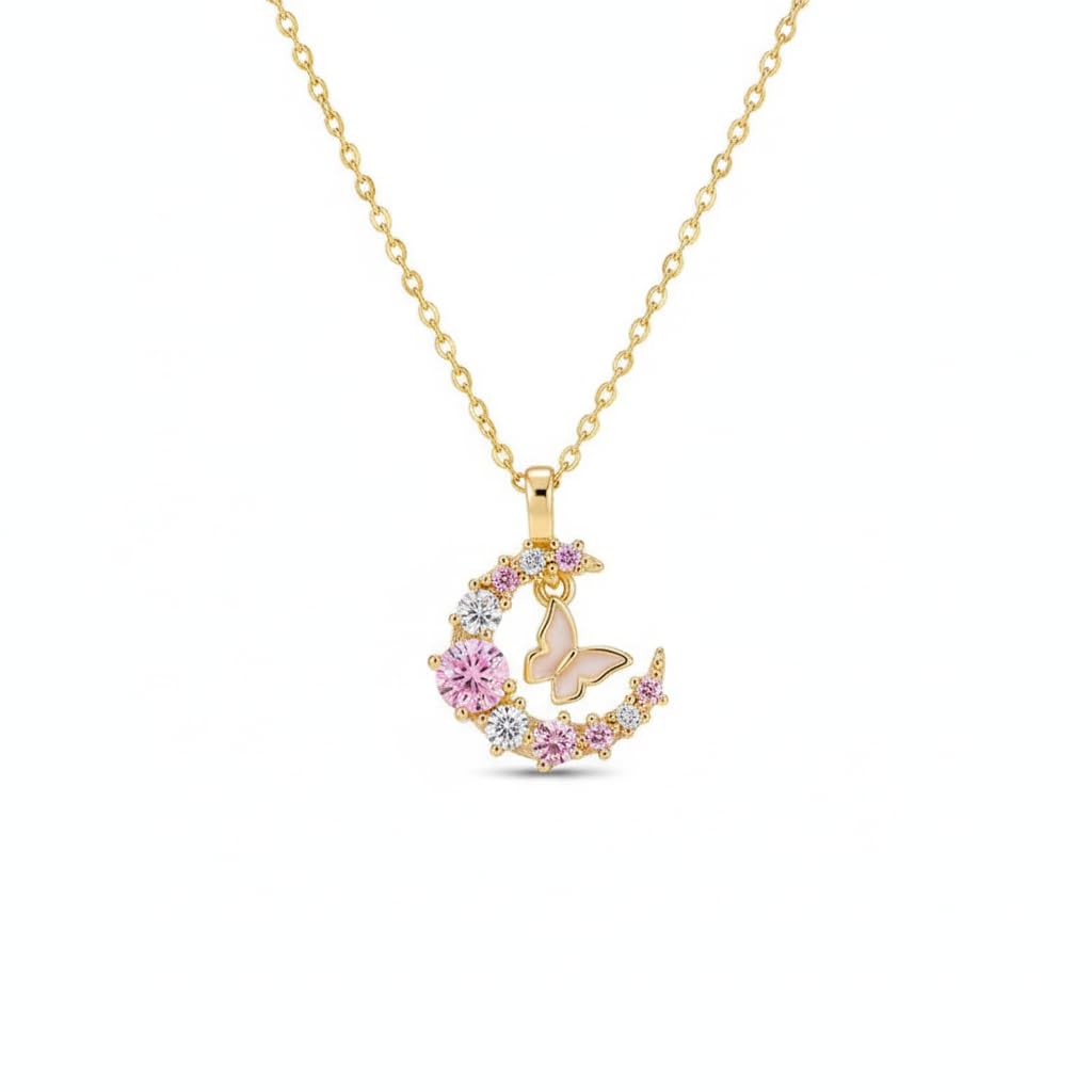 Sushee Butterfly-Moon Pendant Necklace for Women