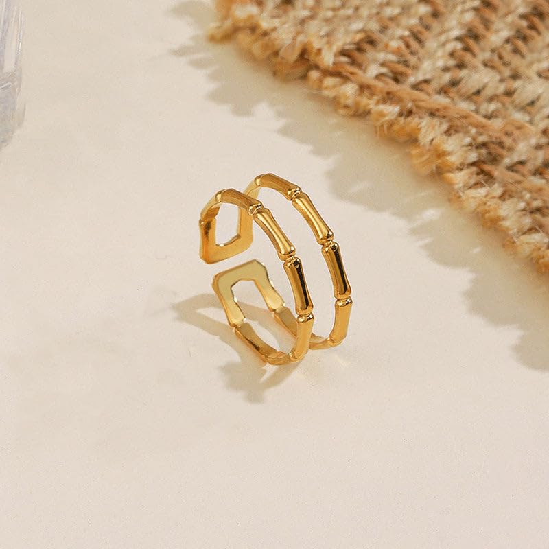 Sushee Parallel Adjustable Gold Ring for Women