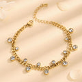 Sushee Crystal Accents Chain Bracelet for Women Anti Tarnish Stainless Steel Adjustable