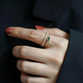 Sushee Anti Tarnish Green Crystal Gold-Tone Adjustable Ring for Women