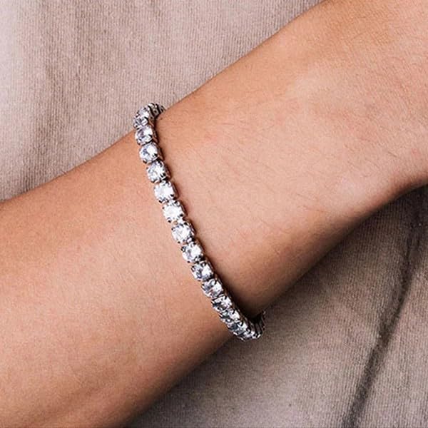 Sushee Tennis Bracelet for Women Anti Tarnish Stainless Steel Adjustable Crystal Bracelet Minimal Statement Jewellery