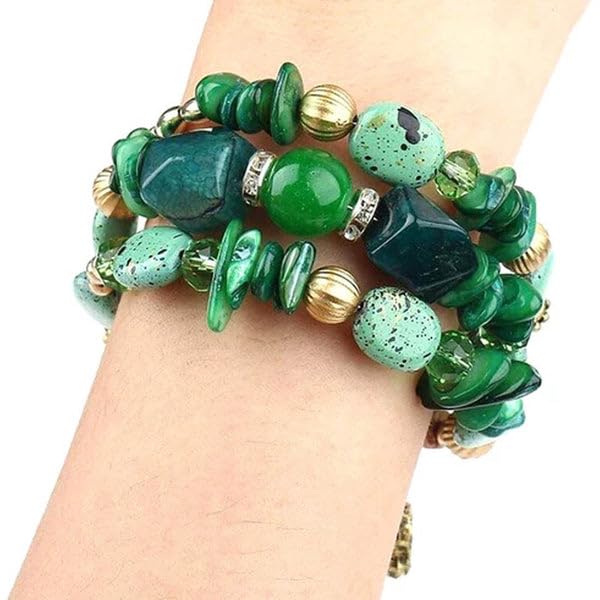 Sushee Bohemian Green Beaded Bracelet for Women