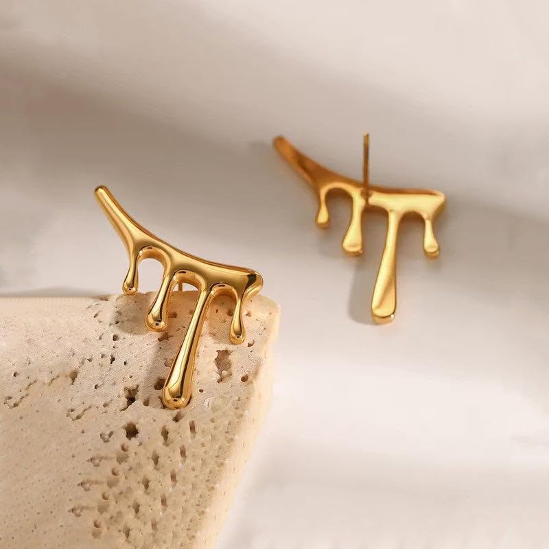 SUSHEE Gold Plated Anti Tarnish Stainless Steel Irregular Stud Earrings for Women
