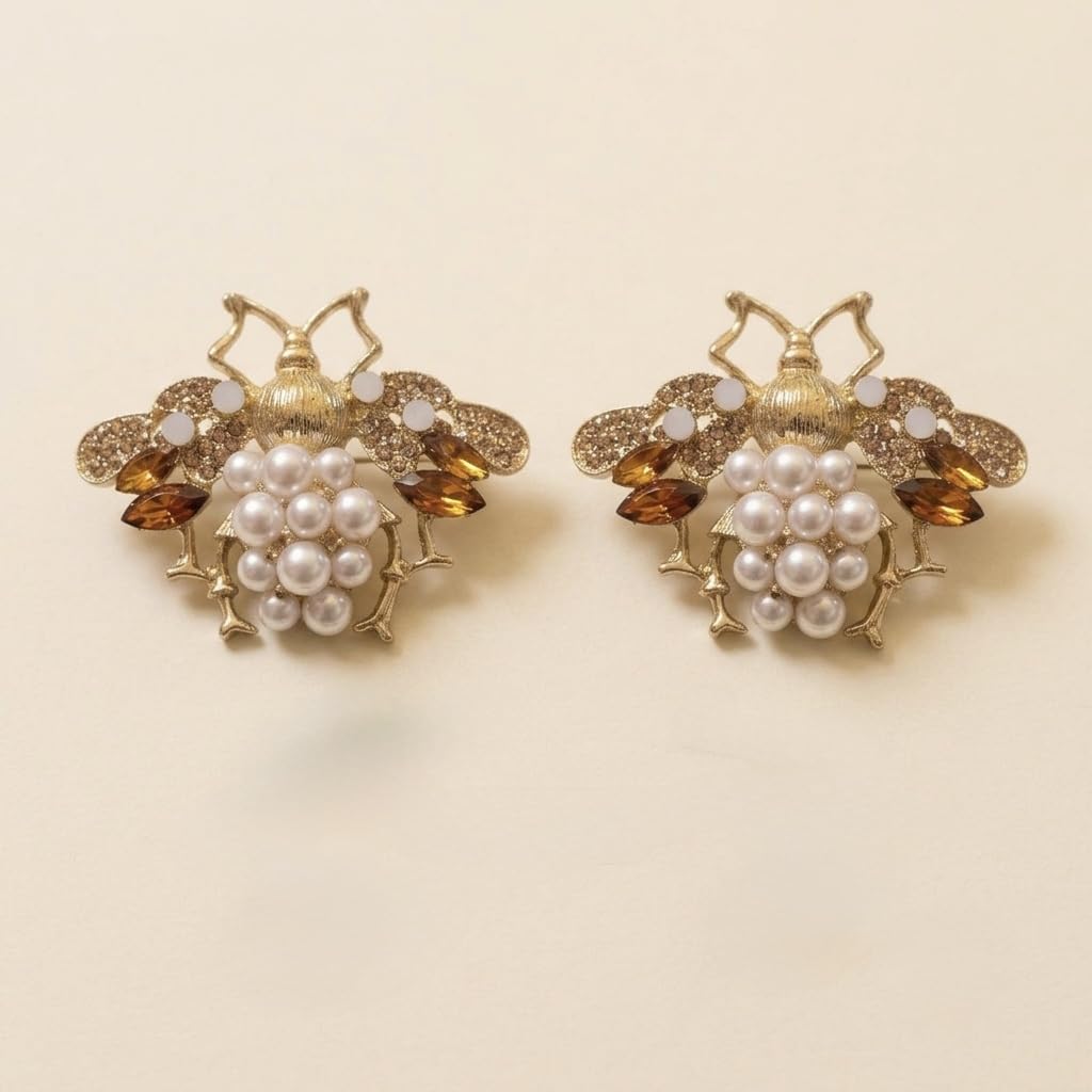 SUSHEE Statement Bee Pearl Stud Earrings