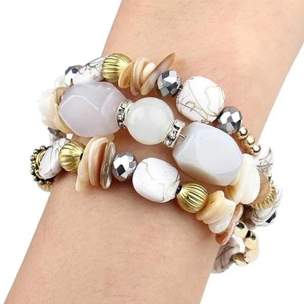Sushee White Boho Beaded Bracelet for Women