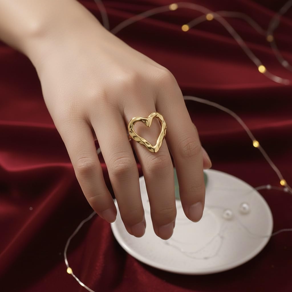 Sushee Textured Heart Design Ring for Women
