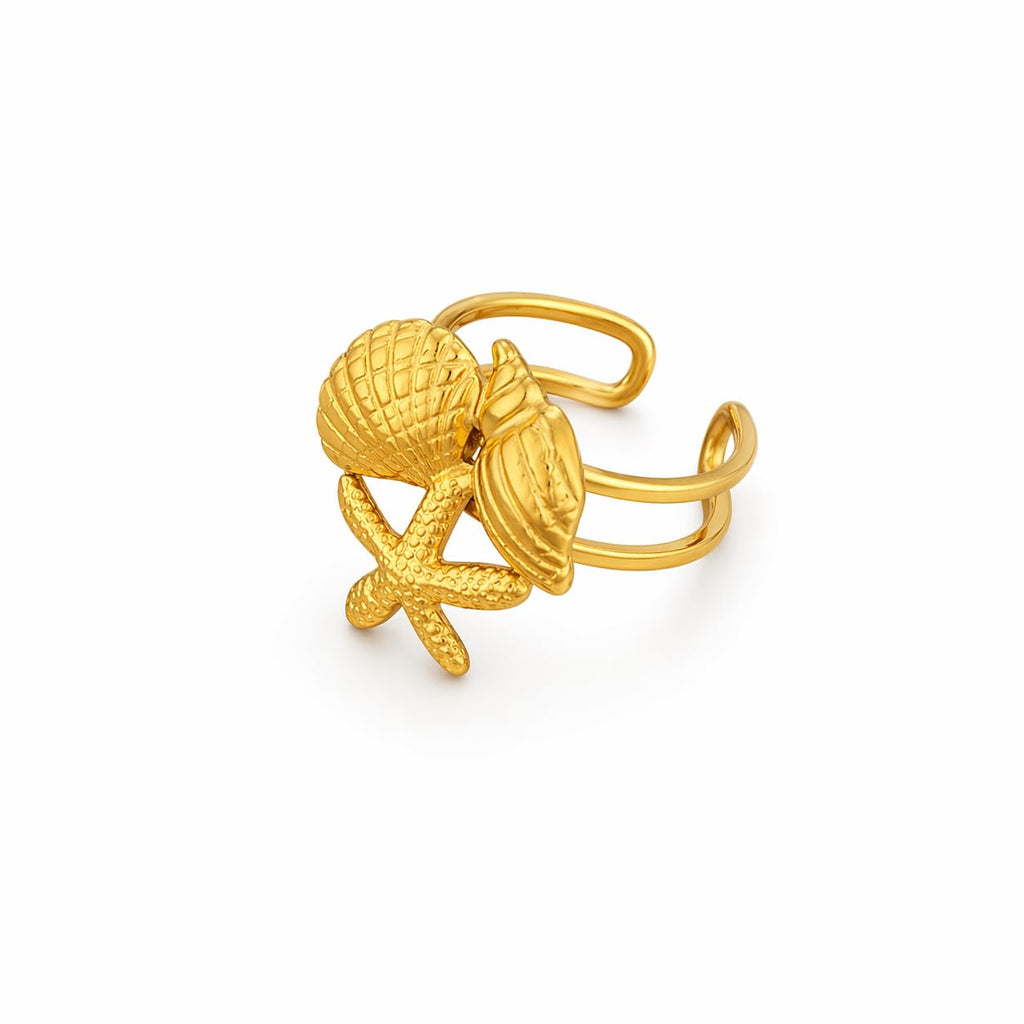 Sushee Starfish & Seashell Adjustable Ring for Women