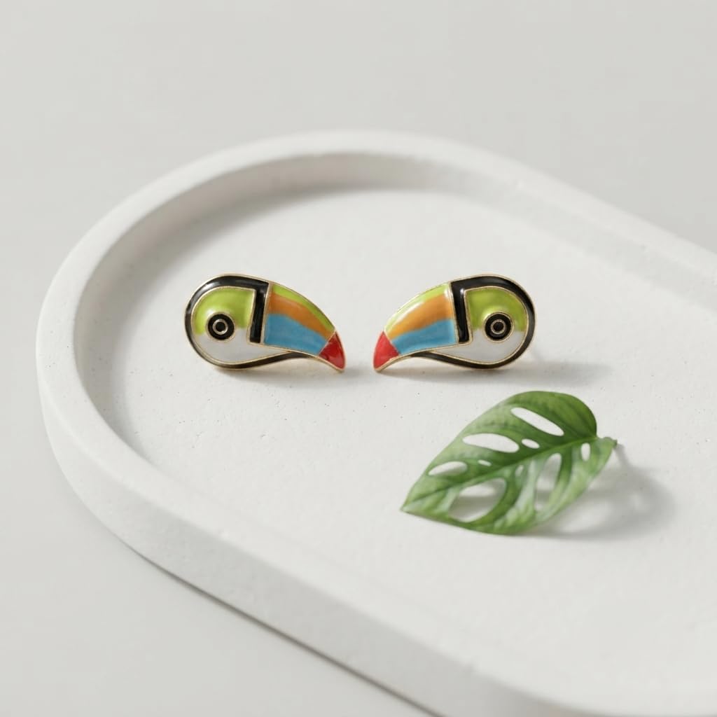 Sushee Toucan Bird Stud Earrings