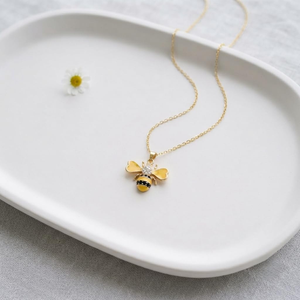 Sushee Yellow Ladybug Pendant Necklace for Women Girls Gold Tone Jewellery