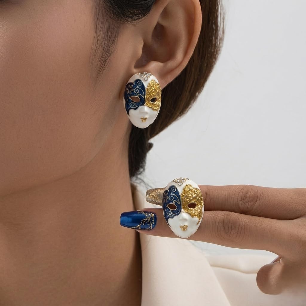 Sushee Venetian Mask Stud Earrings