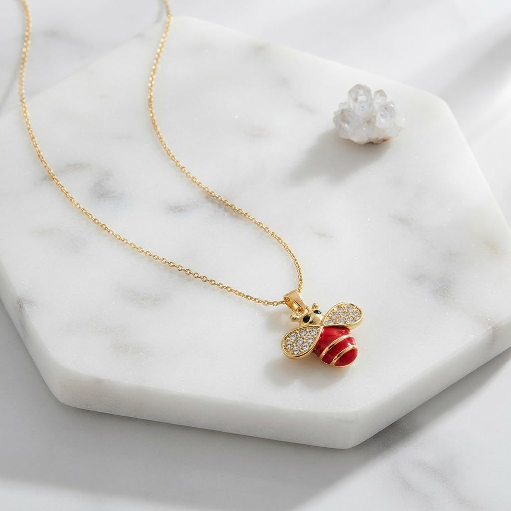 Sushee Ruby Bee Necklace