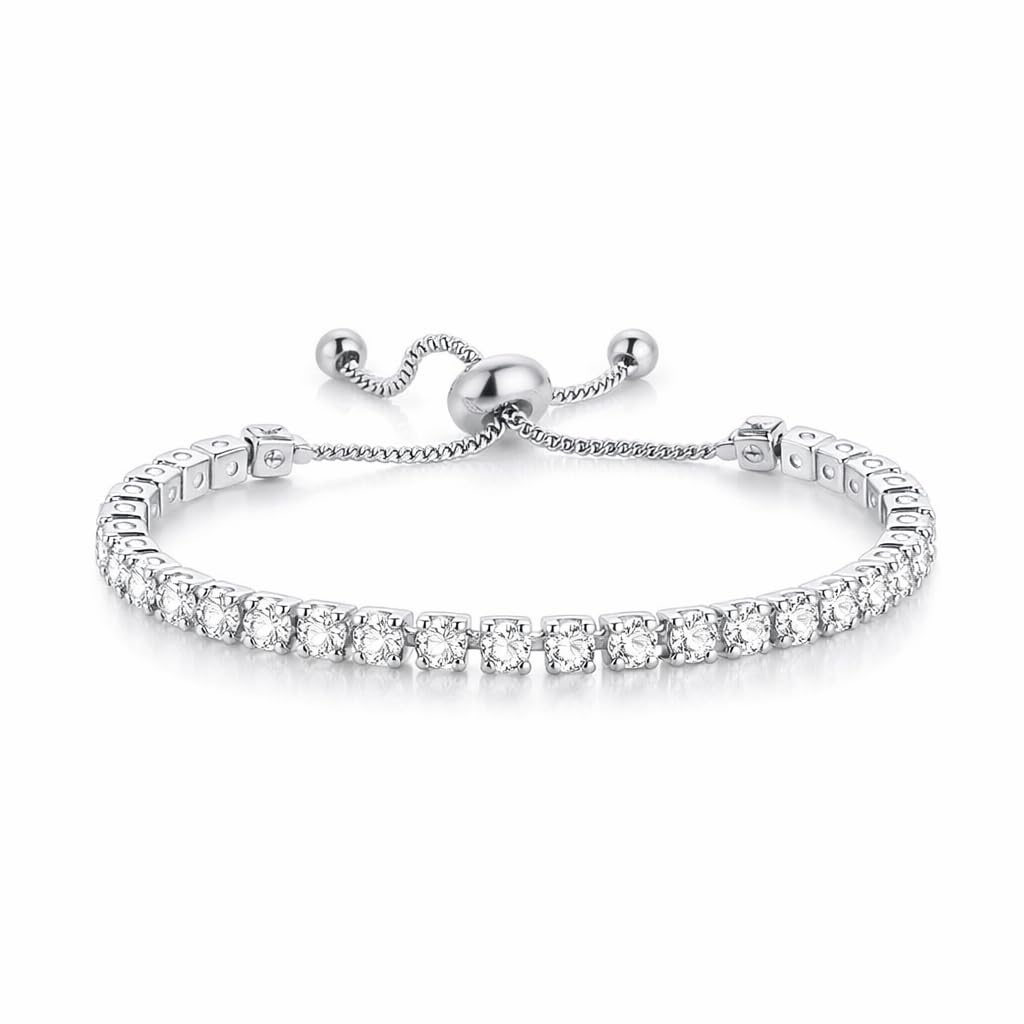 Sushee Tennis Bracelet for Women Anti Tarnish Stainless Steel Adjustable Crystal Bracelet Minimal Statement Jewellery