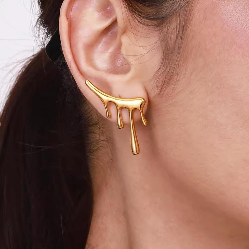 SUSHEE Gold Plated Anti Tarnish Stainless Steel Irregular Stud Earrings for Women