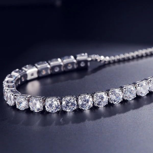 Sushee Tennis Bracelet for Women Anti Tarnish Stainless Steel Adjustable Crystal Bracelet Minimal Statement Jewellery
