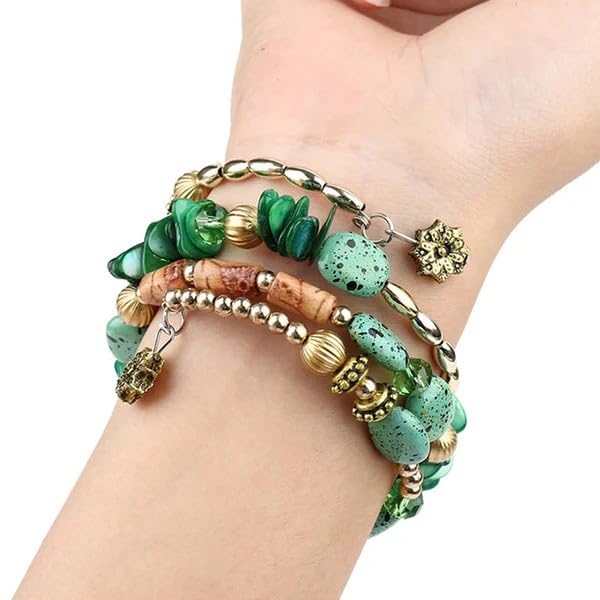 Sushee Bohemian Green Beaded Bracelet for Women