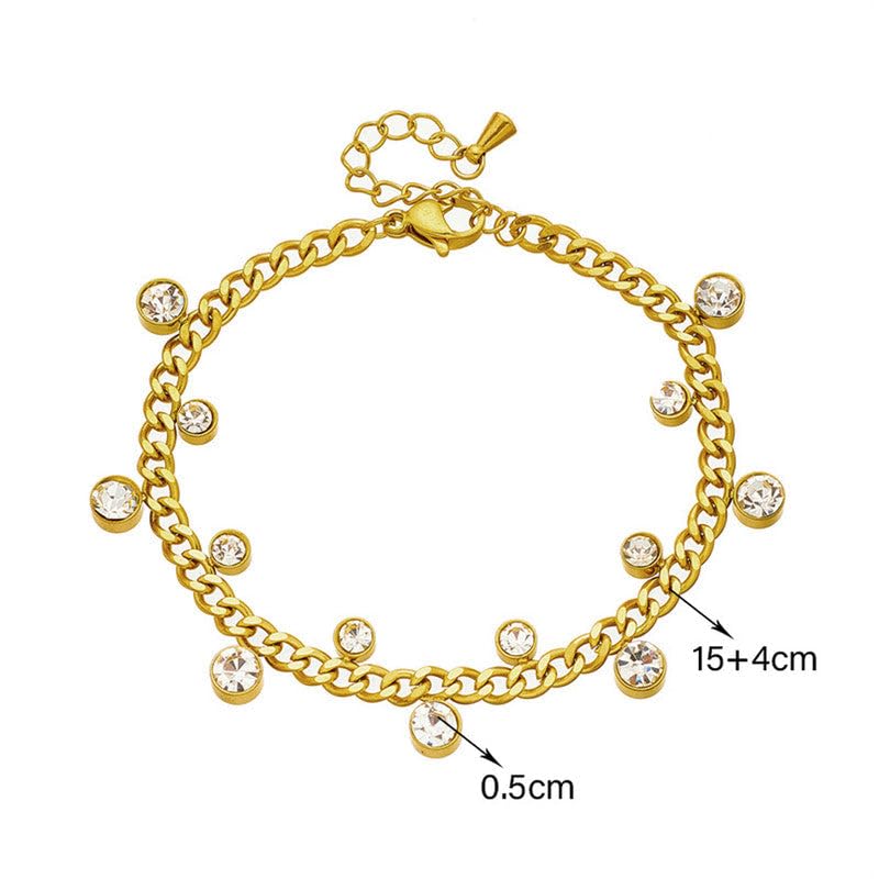 Sushee Crystal Accents Chain Bracelet for Women Anti Tarnish Stainless Steel Adjustable
