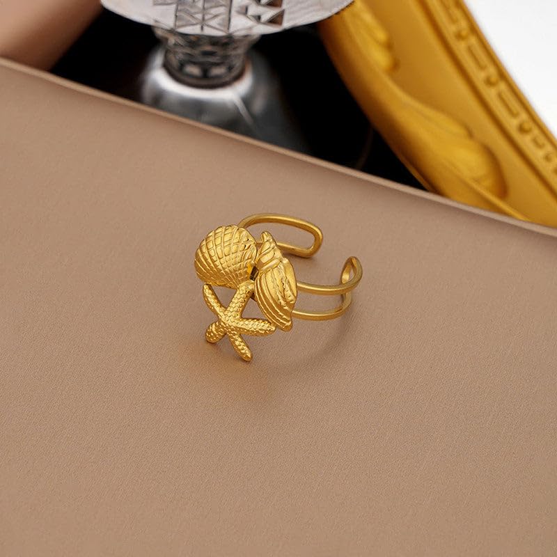Sushee Starfish & Seashell Adjustable Ring for Women