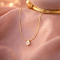 Sushee Gold Plated Tear Drop Pendant Necklace for Women