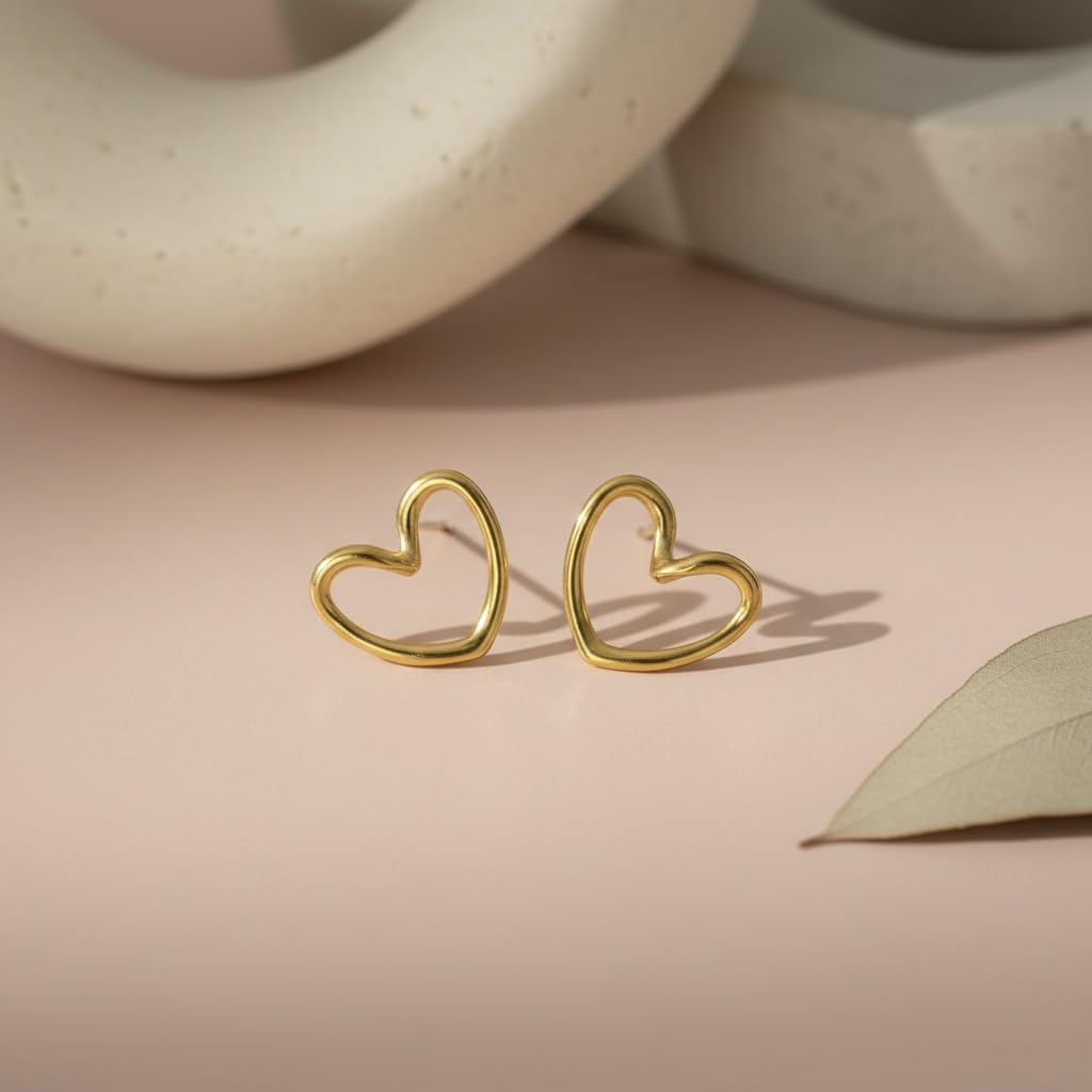 SUSHEE Solid Heart Stud Earrings for Women