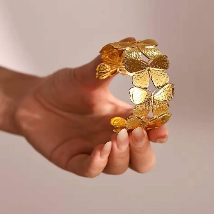 Sushee Gold Butterfly Cuff Bracelet for Women