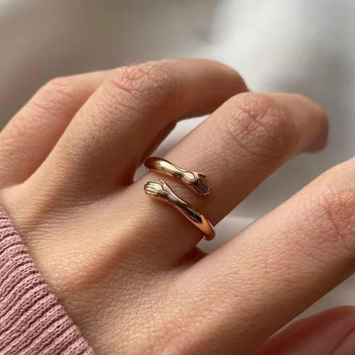 Product image Sushee Love Hug Ring for Men and Women Adjustable - Gift for Girls & Women, Boy & Men, Gold Plated Rings