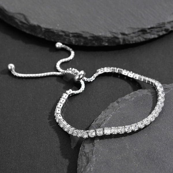 Sushee Tennis Bracelet for Women Anti Tarnish Stainless Steel Adjustable Crystal Bracelet Minimal Statement Jewellery