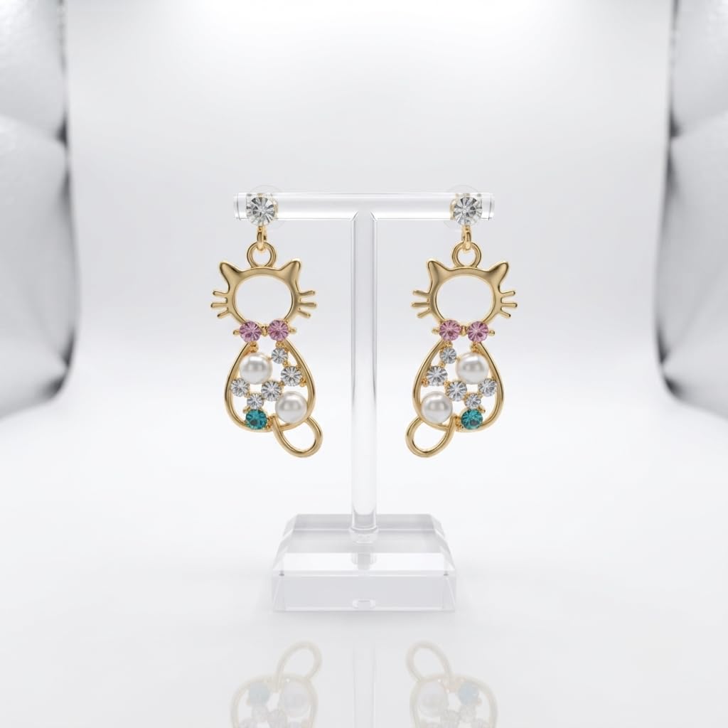 Sushee Pearl Kitty Drop Earrings