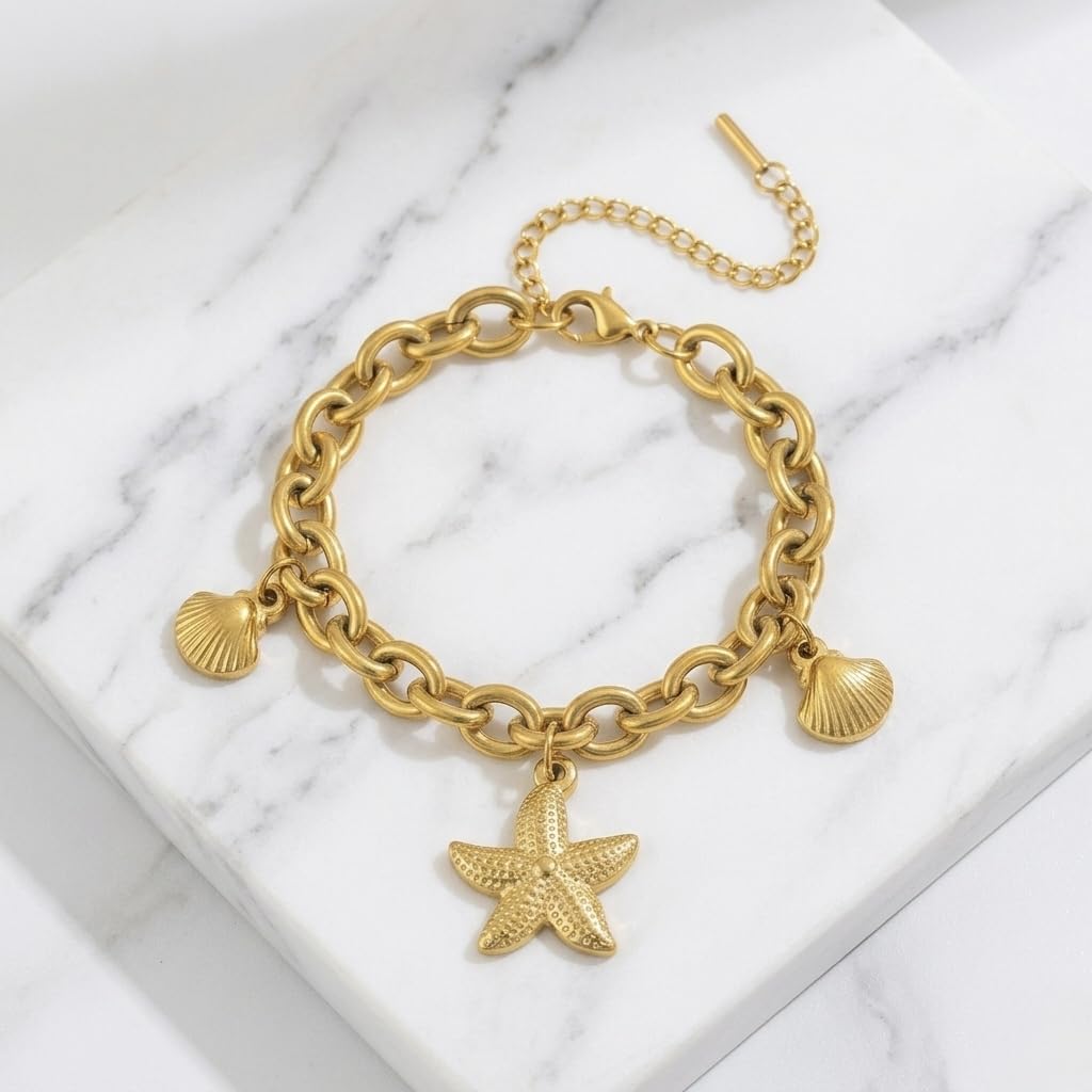 Sushee Anti Tarnish Starfish Charm Bracelet for Women |