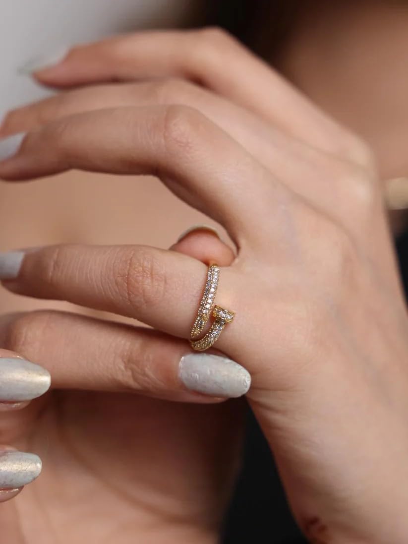 Sushee Nail Design Stainless Steel Ring for Women