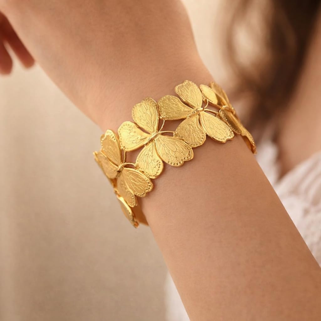 Sushee Gold Butterfly Cuff Bracelet for Women