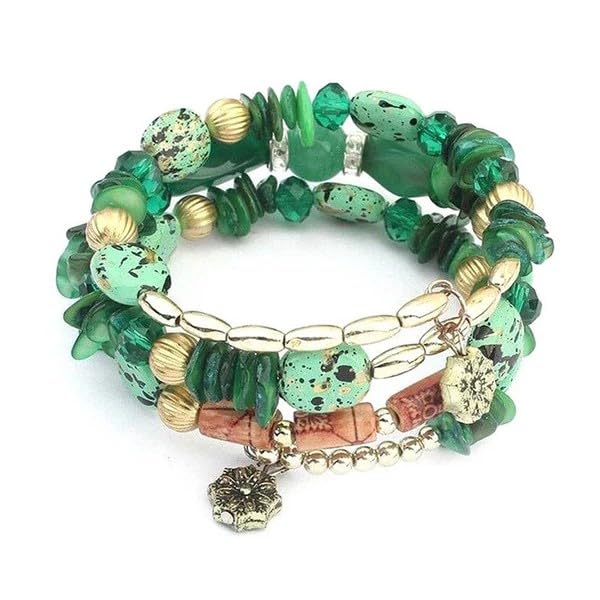 Sushee Bohemian Green Beaded Bracelet for Women