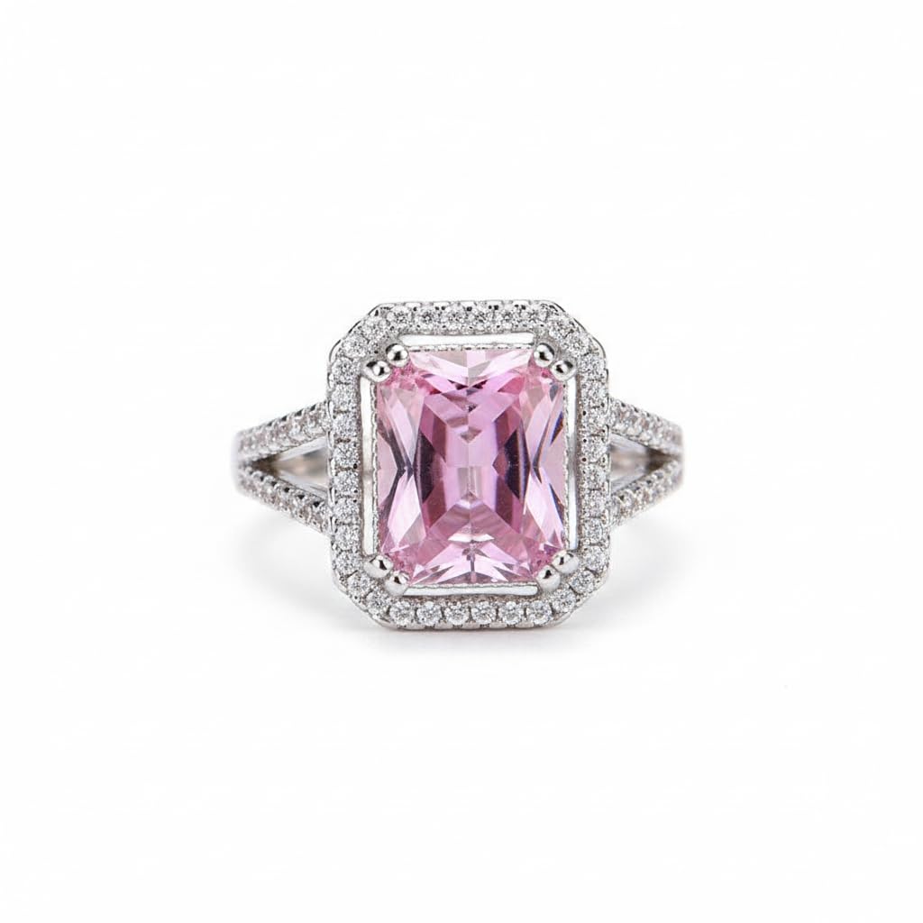 Sushee American Diamond Crushed Ice Cut Rectangular Ring for Women