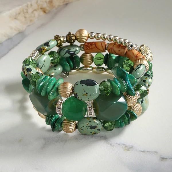Sushee Bohemian Green Beaded Bracelet for Women