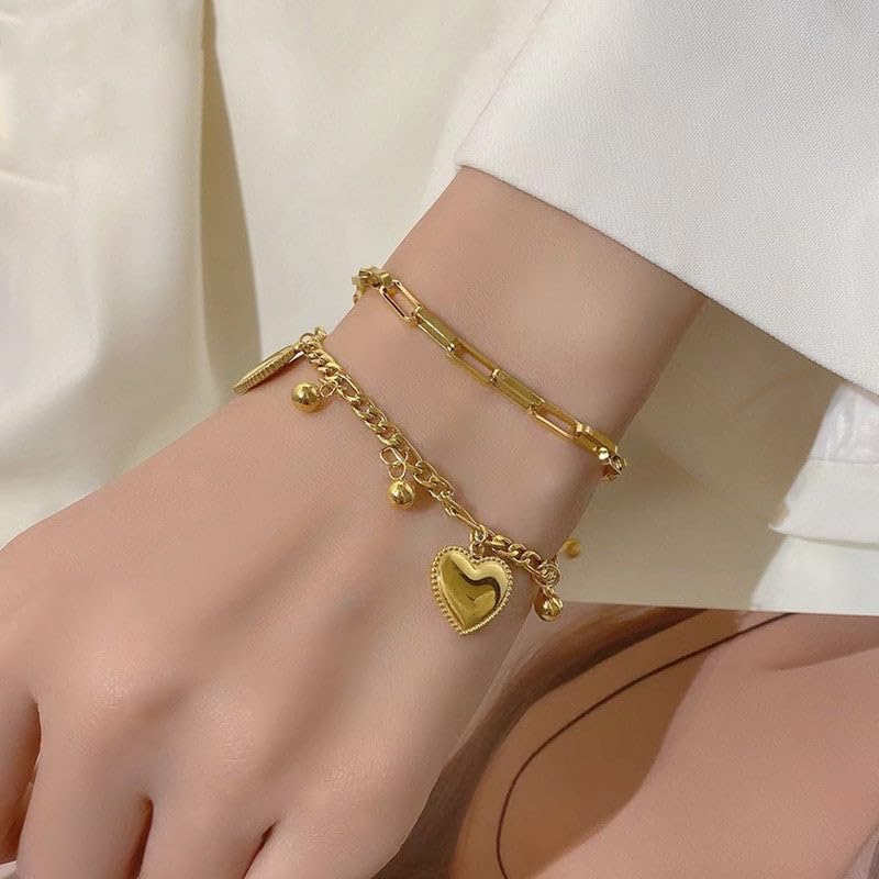 Sushee Stainless Steel Hearts All Over Bracelet for Women - Jewellery Gift for Girls & Women, Waterproof Anti Tarnish Bracelets