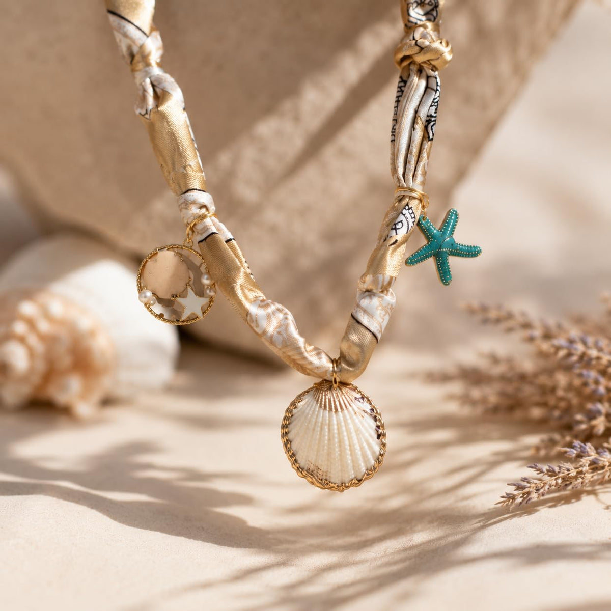 Sushee White Shell Scarf Necklace | Beachy Chic