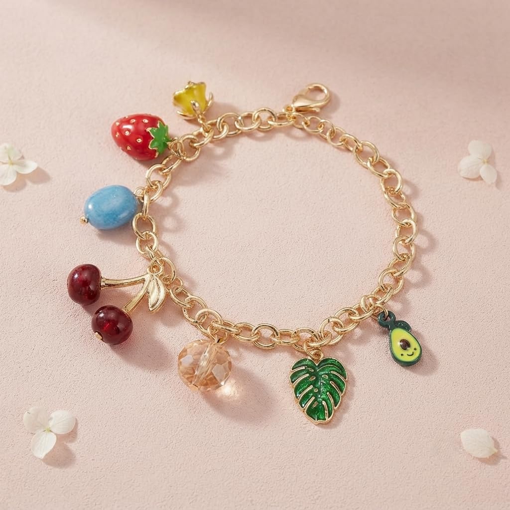 Sushee Tropical Fruit Avocado Charm Bracelet