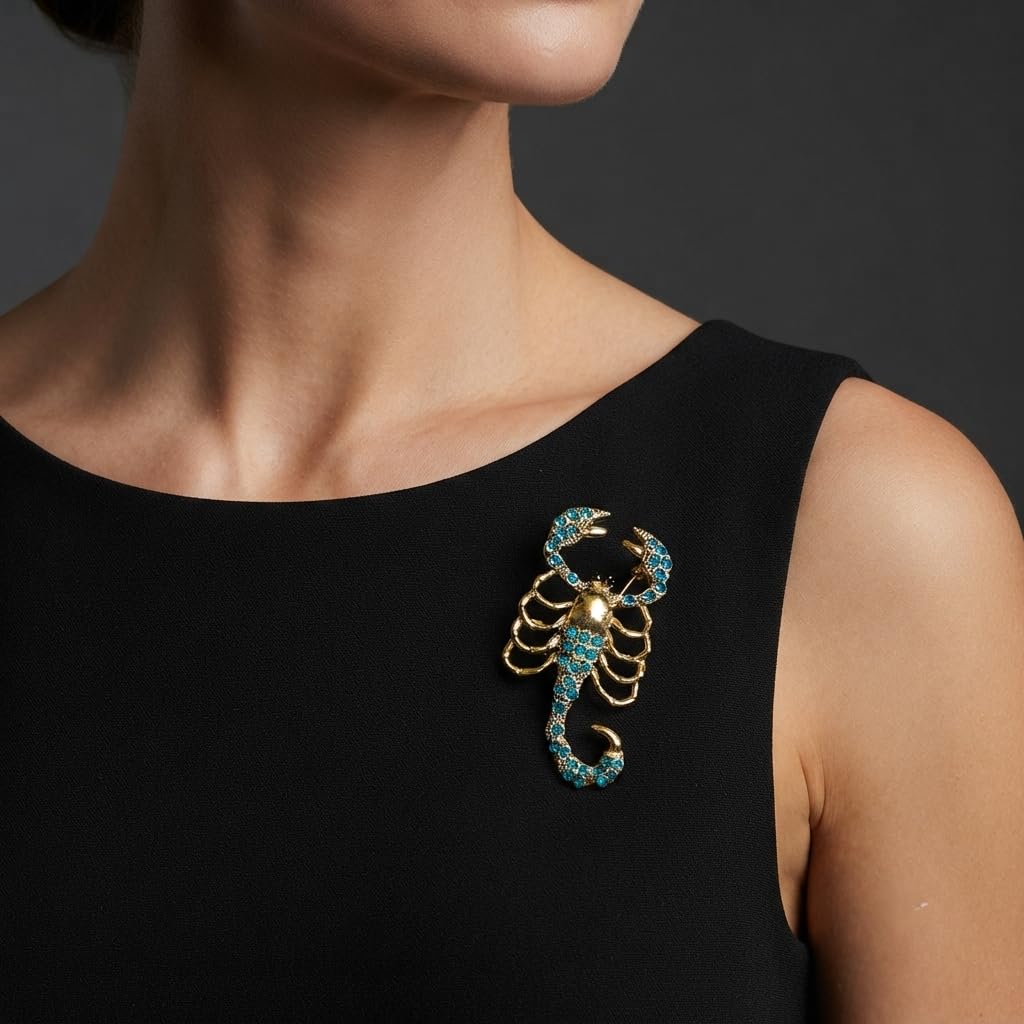 SUSHEE Scorpion Brooch for Women Gold Tone Crystal Fashion Pin
