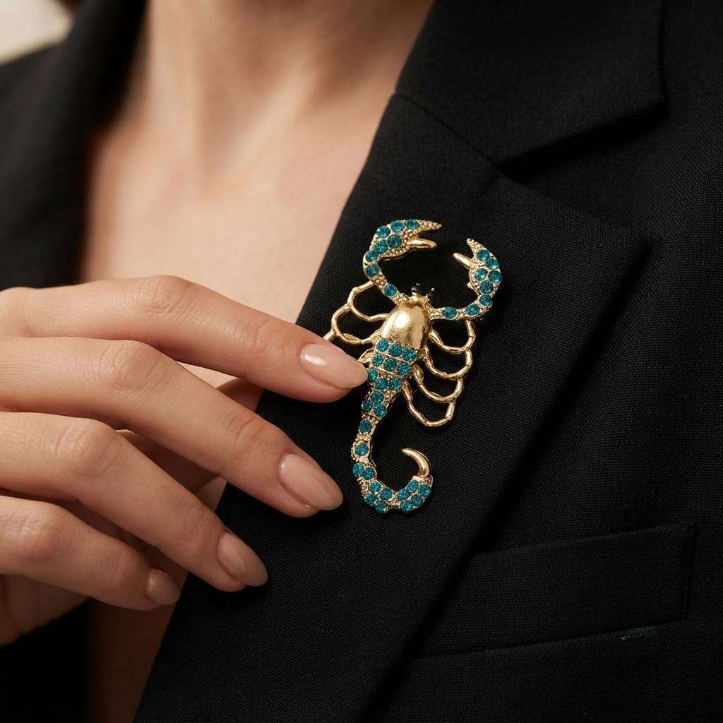 SUSHEE Scorpion Brooch for Women Gold Tone Crystal Fashion Pin